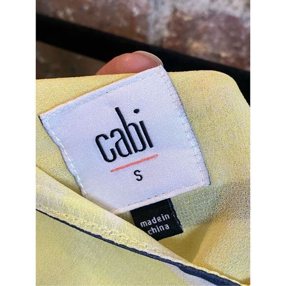 cabi Yellow/Blue Striped with Front Tie String Straps Sleeveless Blouse Women’s - Picture 5 of 7